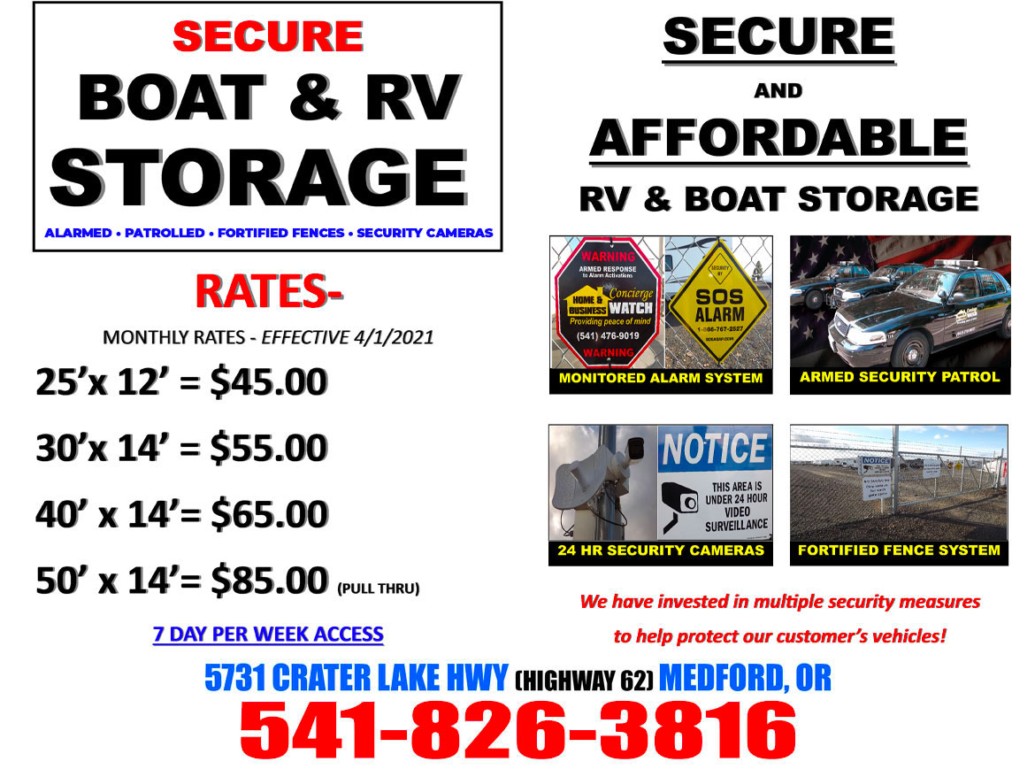 Boat Rv Storage In Medford Oregon